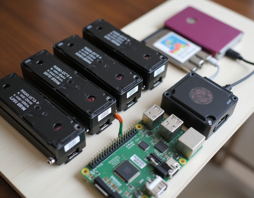 multiple hard drives attached to a raspberry pi device